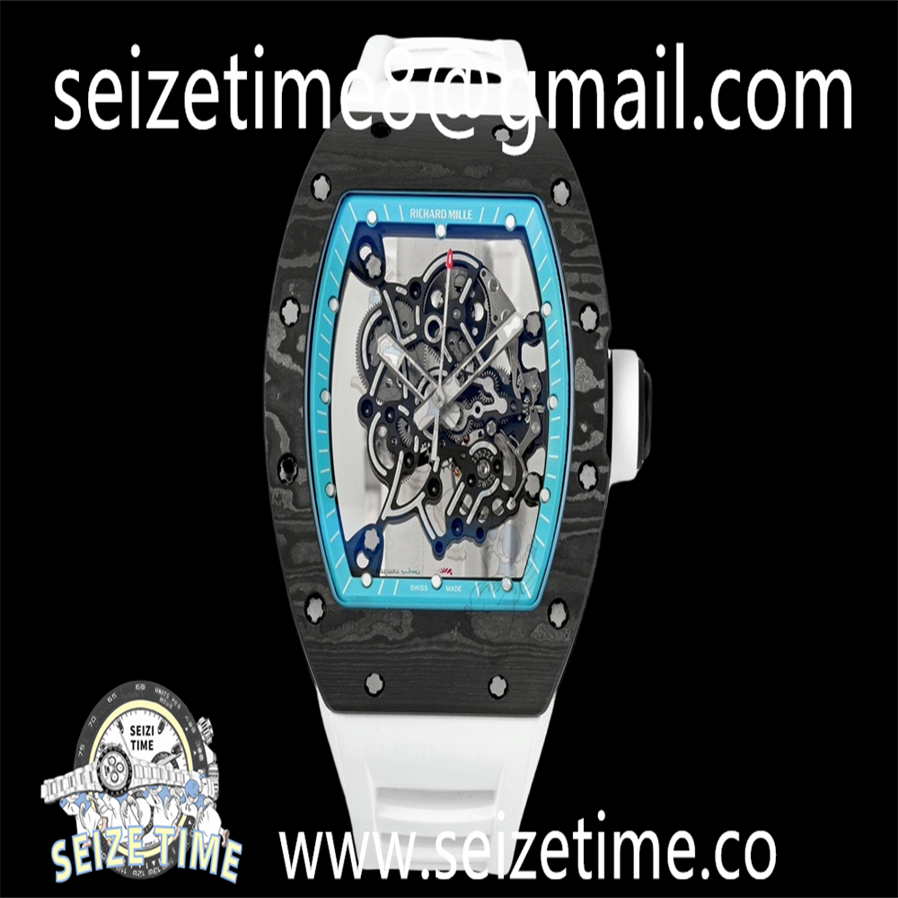 RM055 Yas Marina Circuit NTPT/RU ZF 1:1 Best Edition Skeleton Dial on White Rubber Strap RMAL2 Super Clone