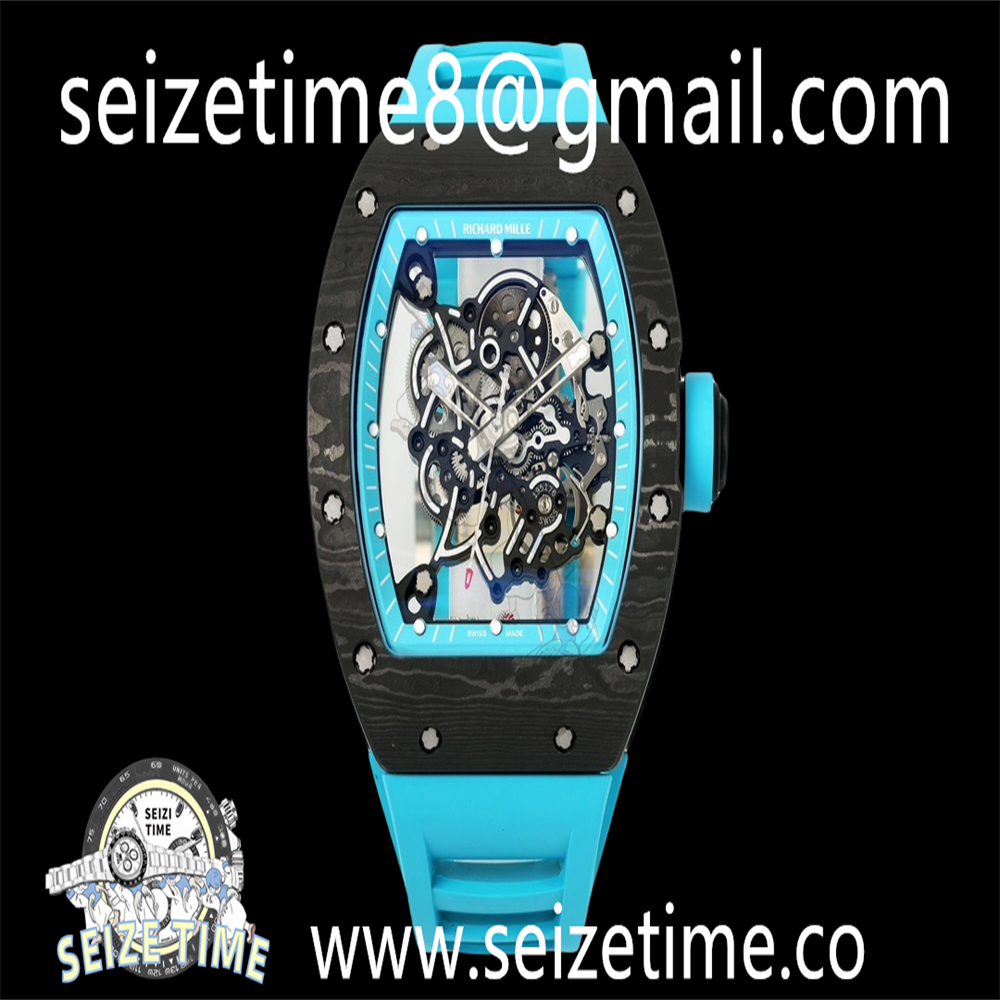 RM055 Yas Marina Circuit NTPT/RU ZF 1:1 Best Edition Skeleton Dial on Blue Rubber Strap RMAL2 Super Clone