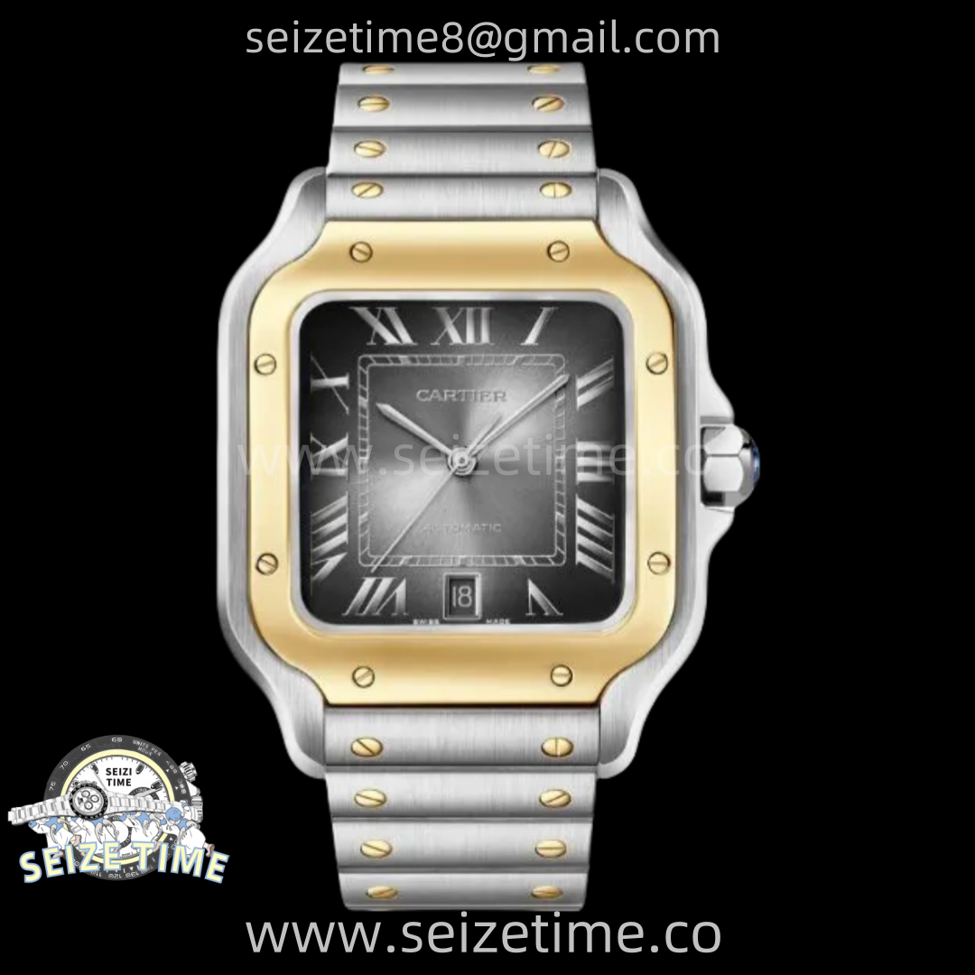 Santos de Cartier 40mm SS/YG BVF 1:1 Best Edition Gray Dial on SS/YG SmartLinks Bracelet MIYOTA 9015