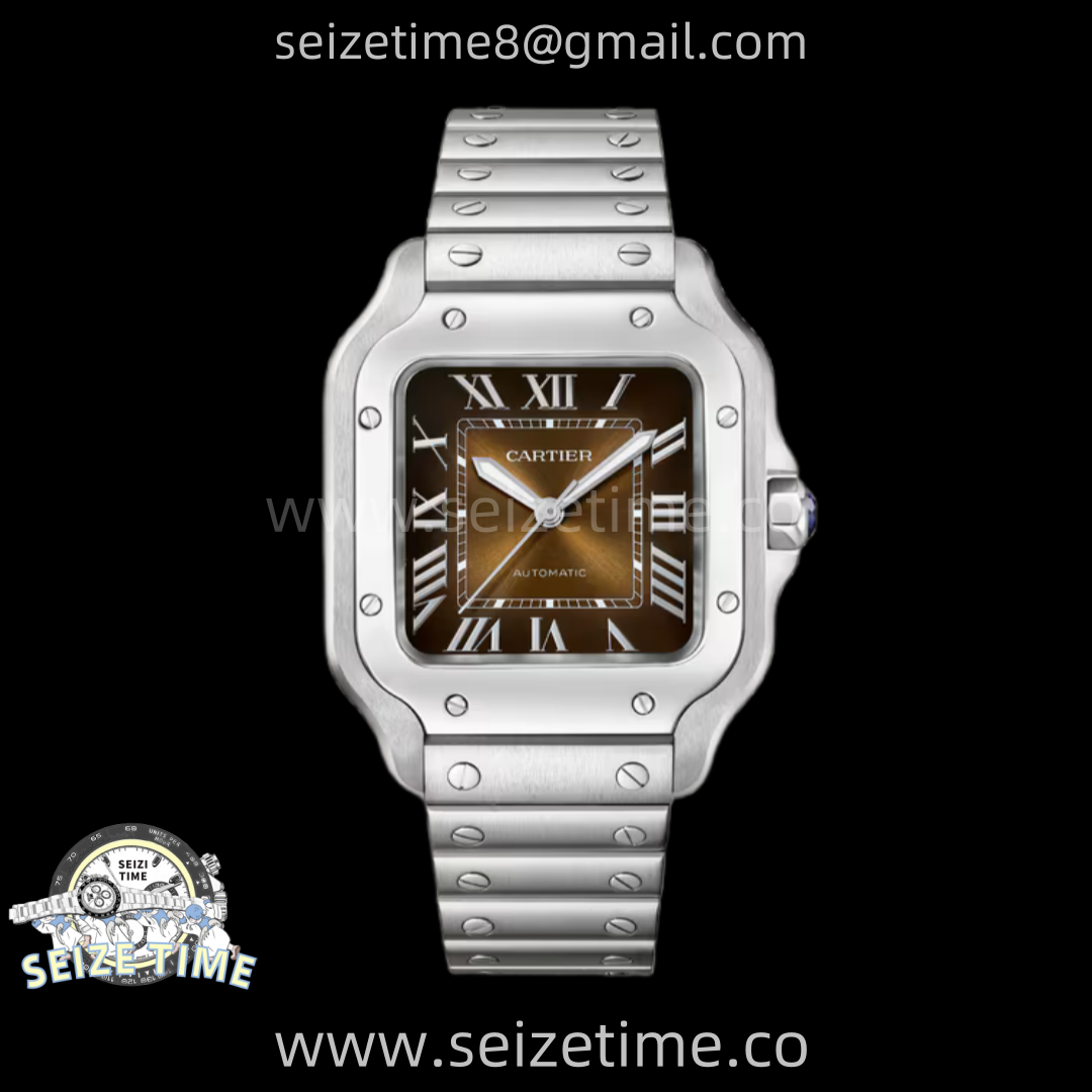 Santos de Cartier 40mm SS BVF 1:1 Best Edition Brown Dial on SS SmartLinks Bracelet MIYOTA 9015