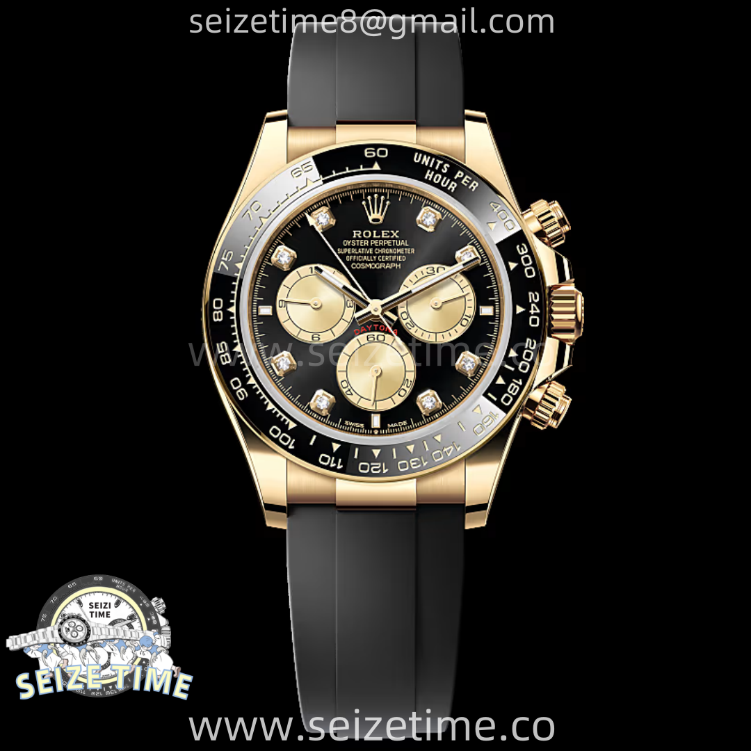 Daytona 126518 QF 1:1 Best Edition Black/YG Diamonds Dial on Oysterflex Strap QF4131 V11 (Gain Weight)