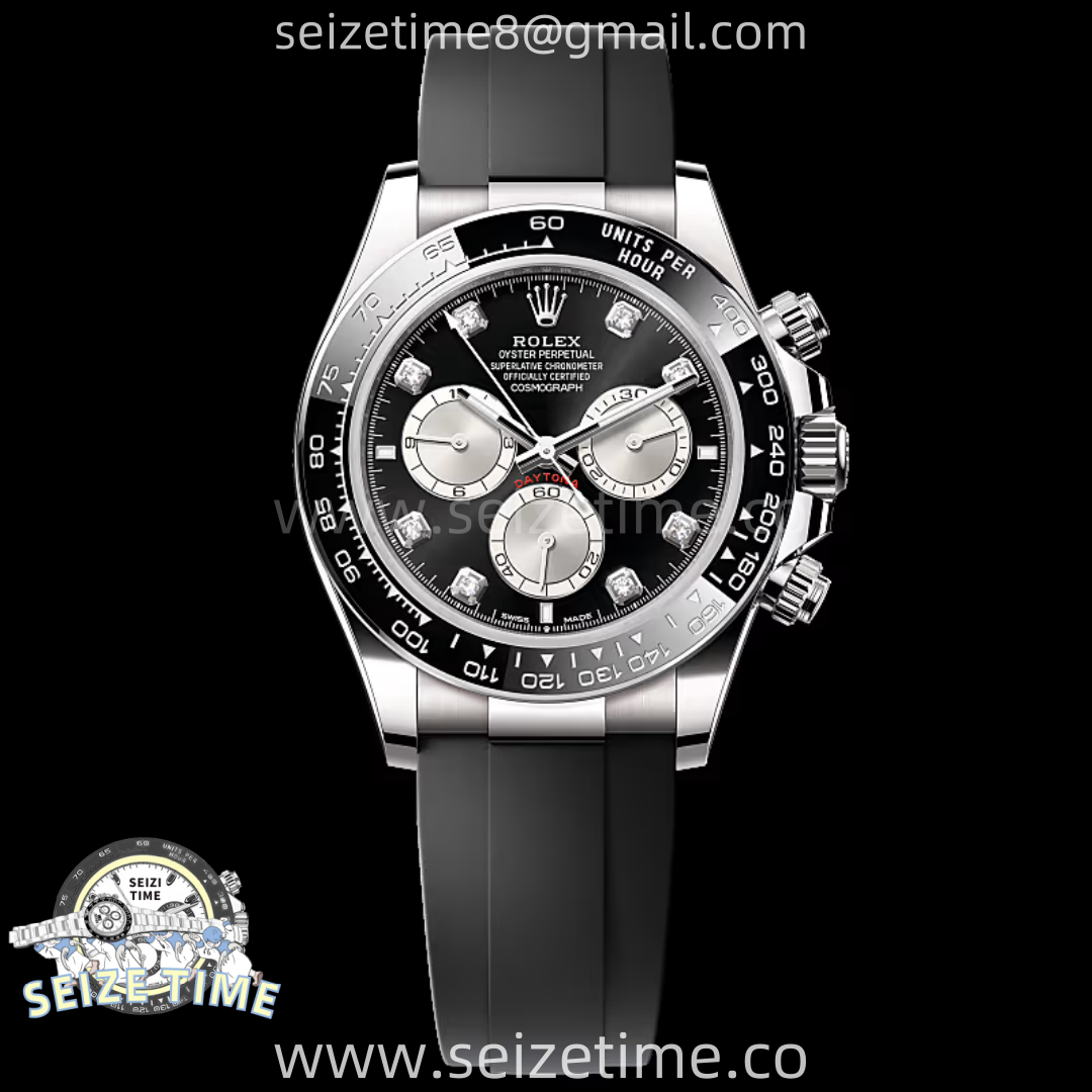 Daytona 126519 QF 1:1 Best Edition Black/Silver Diamonds Dial on Oysterflex Strap QF4131 V11 (Gain Weight)