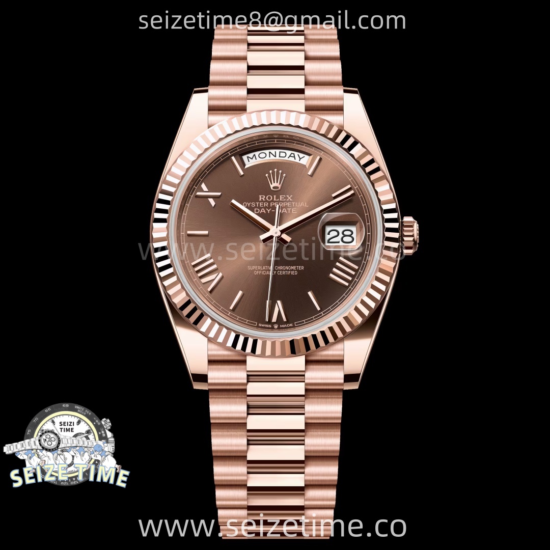 Day Date 228235 40mm RG KF 1:1 Best Edition Brown Dial Roman Markers On RG President Bracelet SA3255 (Gain Weight)