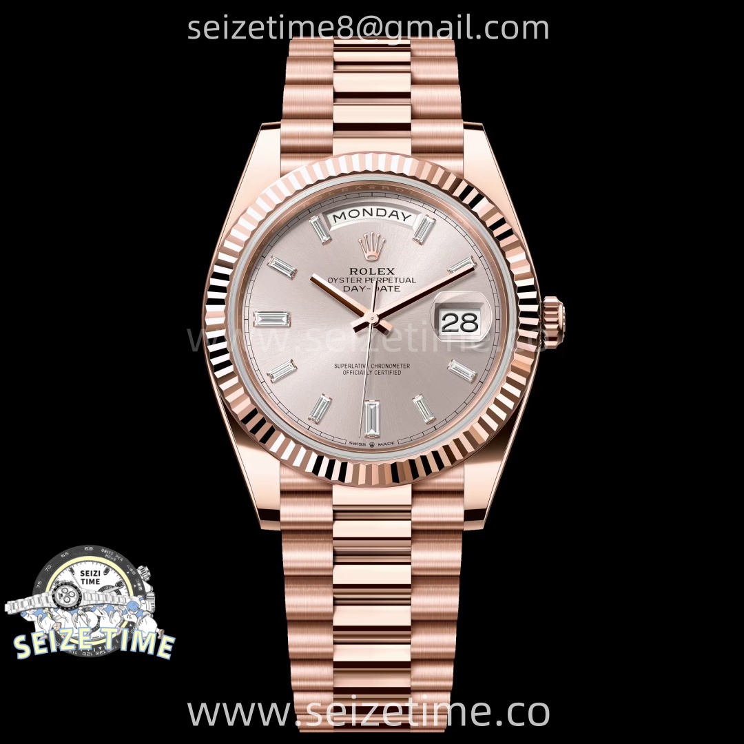 Day Date 228235 40mm RG KF 1:1 Best Edition RG Dial Crystal Markers On RG President Bracelet SA3255 (Gain Weight)