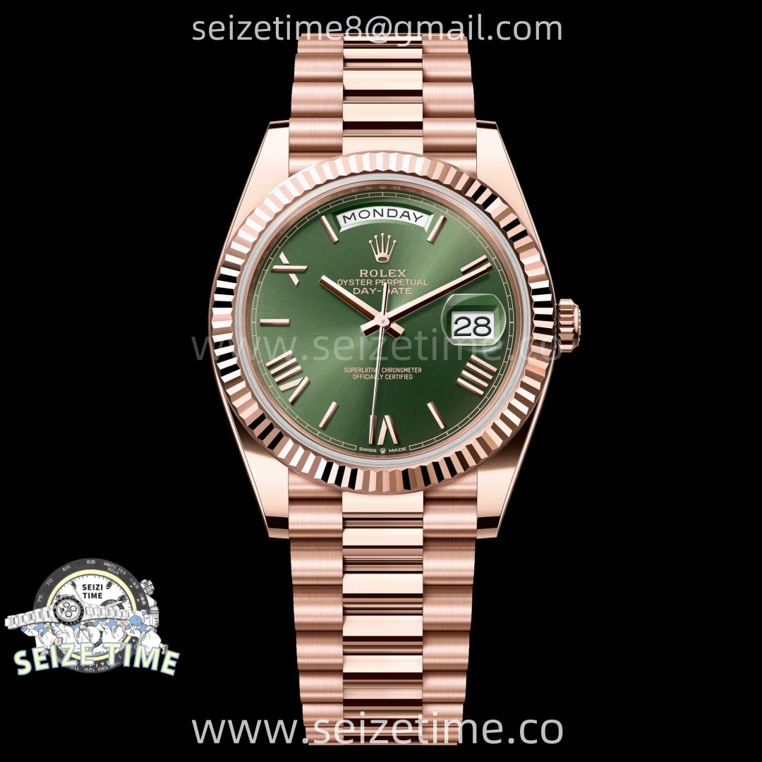 Day Date 228235 40mm RG KF 1:1 Best Edition Green Dial Roman Markers On RG President Bracelet SA3255 (Gain Weight)