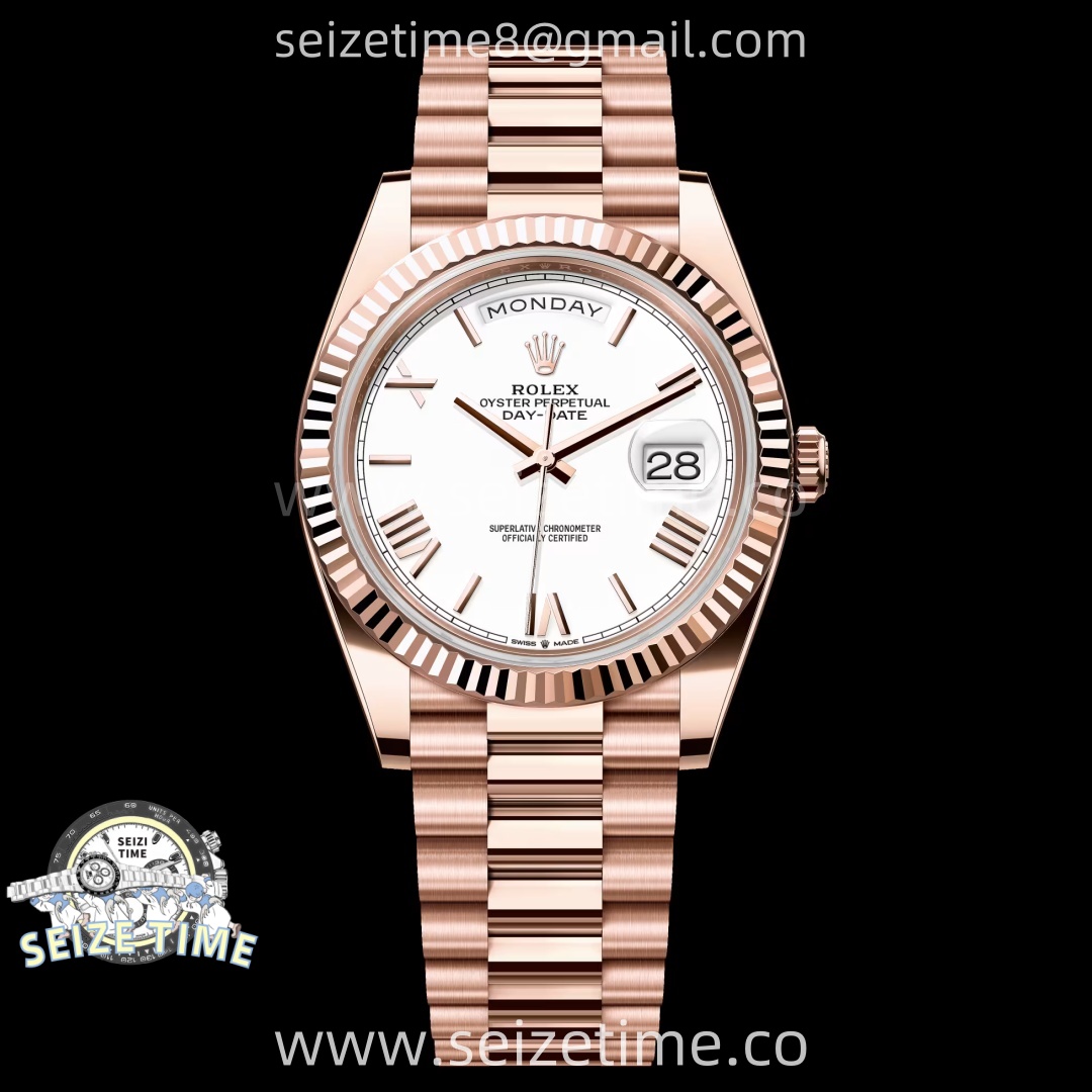 Day Date 228235 40mm RG KF 1:1 Best Edition White Dial Roman Markers On RG President Bracelet SA3255 (Gain Weight)
