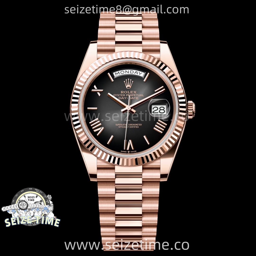 Day Date 228235 40mm RG KF 1:1 Best Edition Gray Ombre Dial Roman Markers On RG President Bracelet SA3255 (Gain Weight)