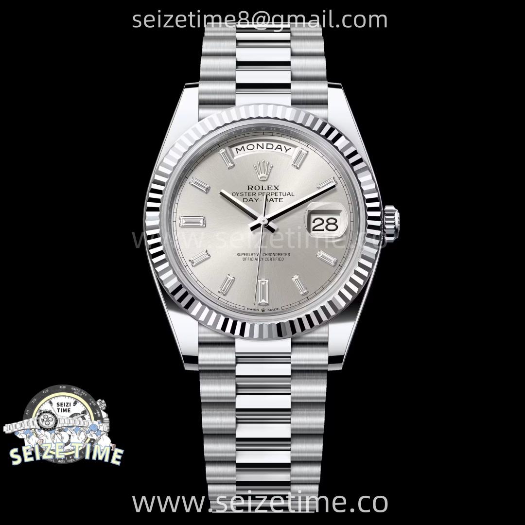 Day Date 228239 40mm KF 1:1 Best Edition Silver Dial Crystal Markers On President Bracelet SA3255 (Gain Weight)