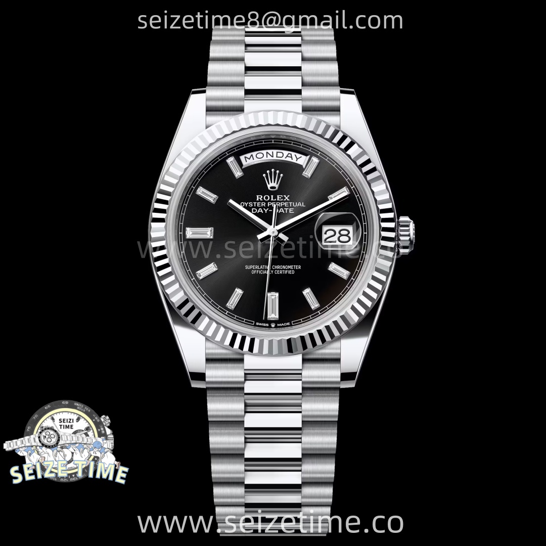 Day Date 228239 40mm KF 1:1 Best Edition Black Dial Crystal Markers On President Bracelet SA3255 (Gain Weight)
