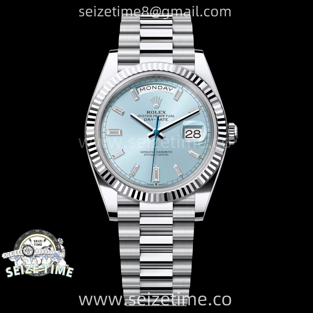 Day Date 228239 40mm KF 1:1 Best Edition Ice Blue Dial Crystal Markers On President Bracelet SA3255 (Gain Weight)