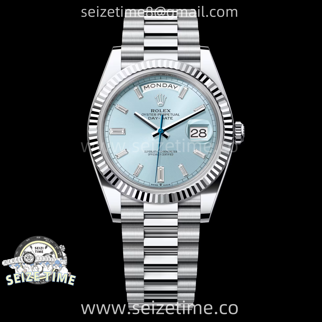 Day Date 40 SS 228239 Noob 1:1 Best Edition Ice Blue Crystal Dial on President Bracelet A2836 (Gain Weight)