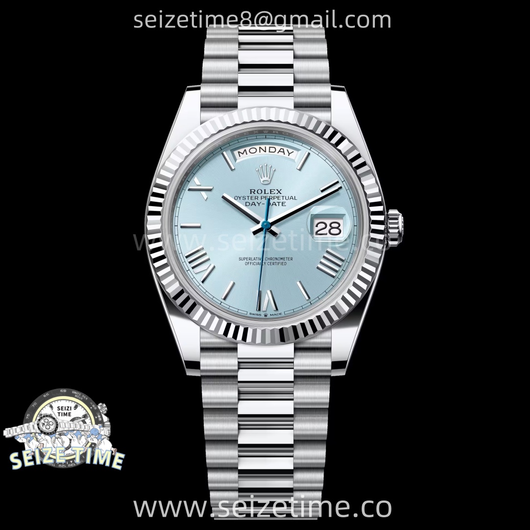 Day Date 228239 40mm KF 1:1 Best Edition Ice Blue Dial Roman Markers On President Bracelet SA3255 (Gain Weight)