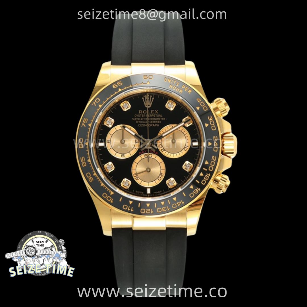 Daytona 116518 APSF 1:1 Best Edition Black/YG Dial on Oysterflex Rubber Strap SH4131 (Gain Weight)