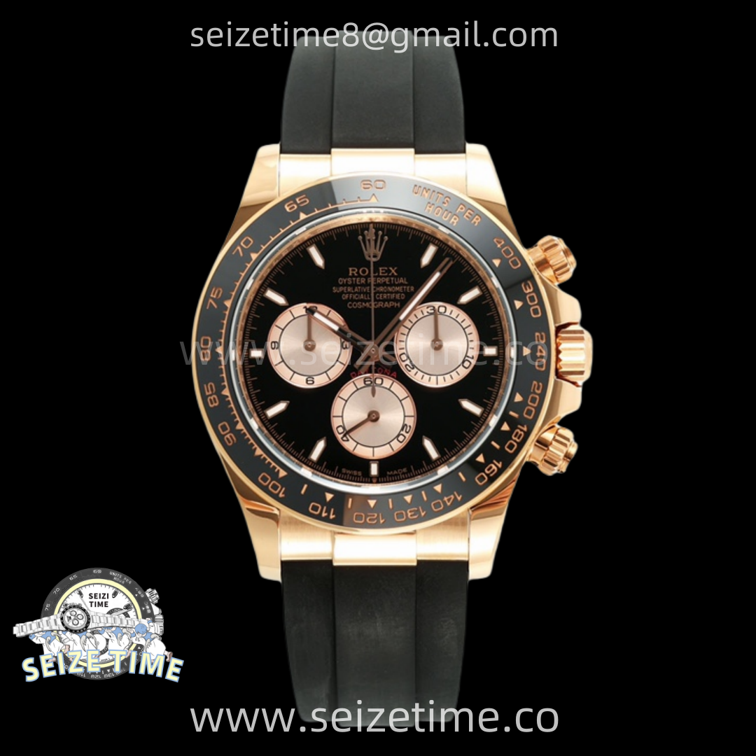 Daytona 126515 APSF 1:1 Best Edition Black/RG Stick Dial on Oysterflex Rubber Strap SH4131 (Gain Weight)