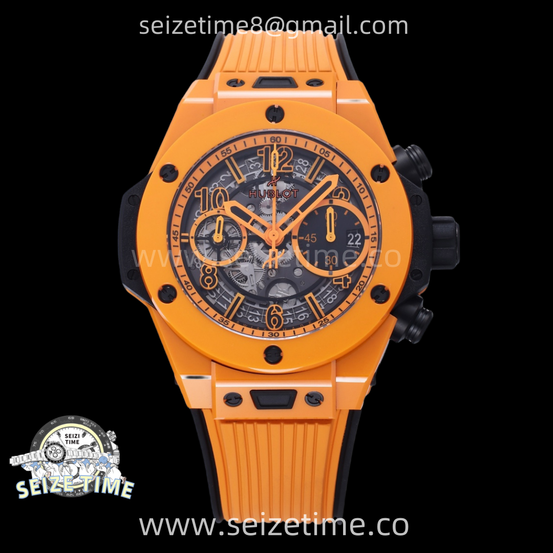 Hublot Big Bang Unico 42mm Real Orange Ceramic BBF 1:1 Best Edition Skeleton Dial on Orange Rubber Strap A1280