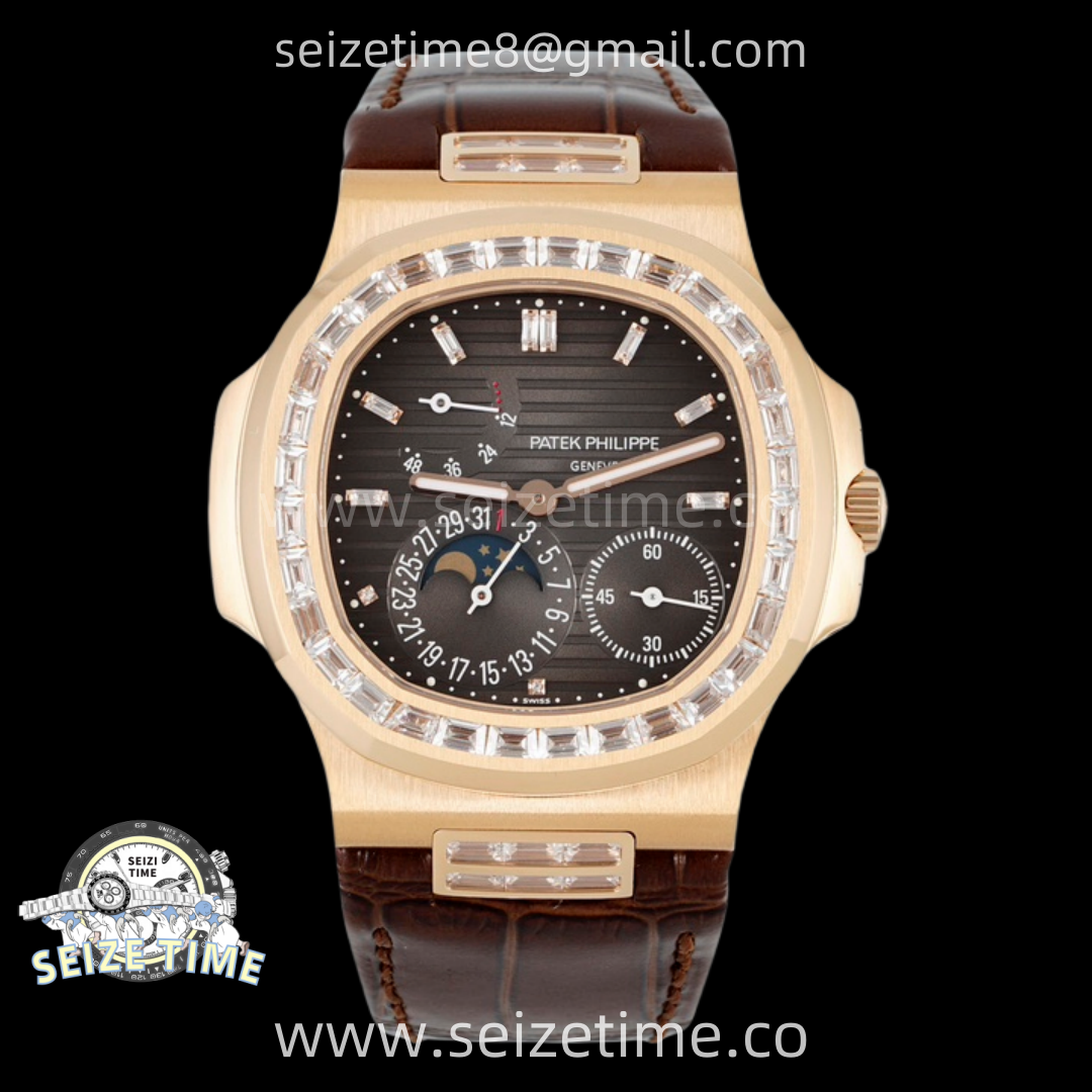 Nautilus 5712 RG PPF 1:1 Best Edition Gray Dial on Brown Leather Strap A240 Super Clone