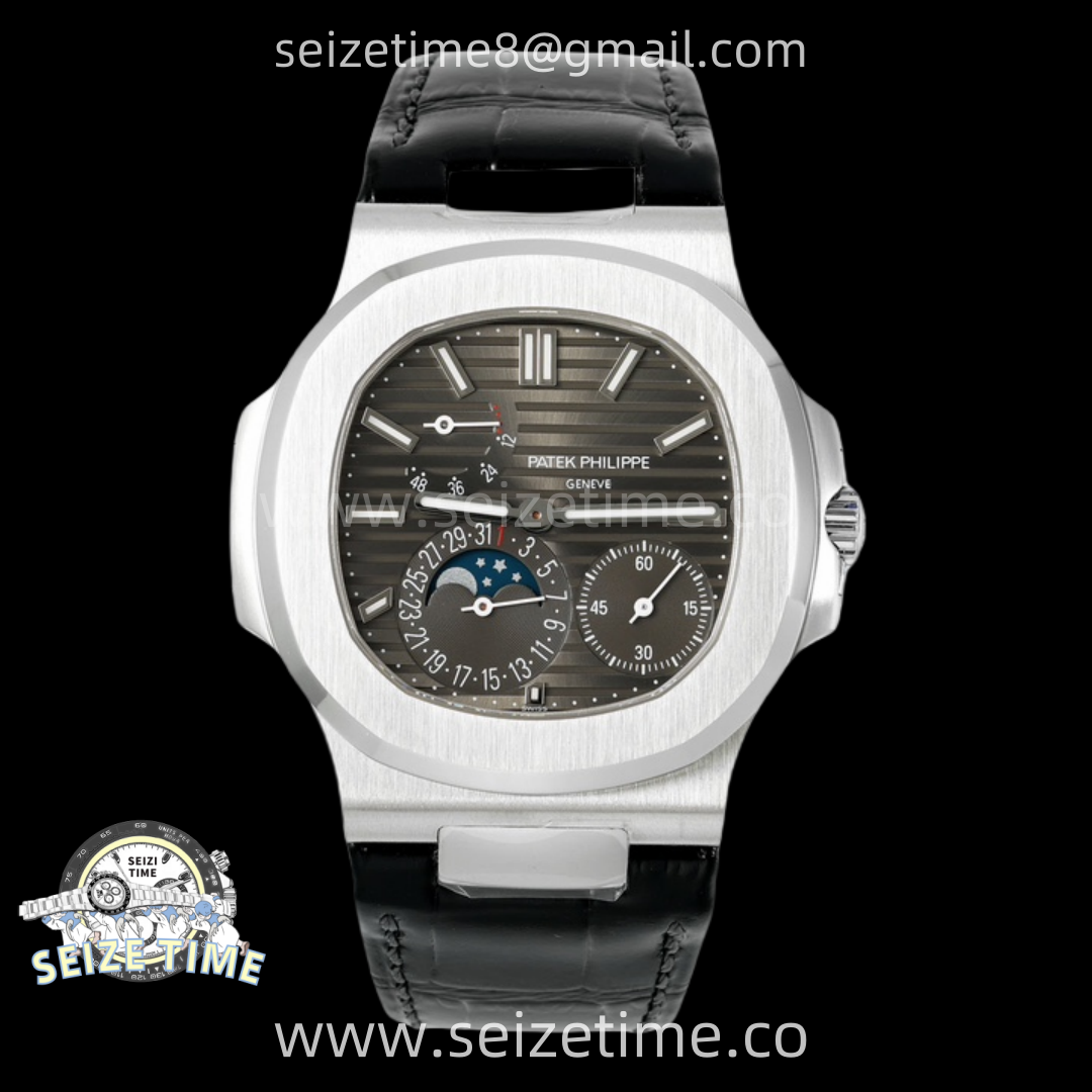 Nautilus 5712 001 SS PPF 1:1 Best Edition Gray Dial on Black Leather Strap A240 Super Clone