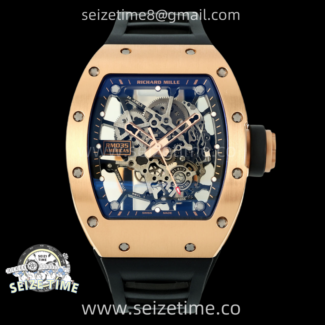 RM035 Americas RG SONIC Best Edition Skeleton Dial on Black Rubber Strap Clone RMUL1
