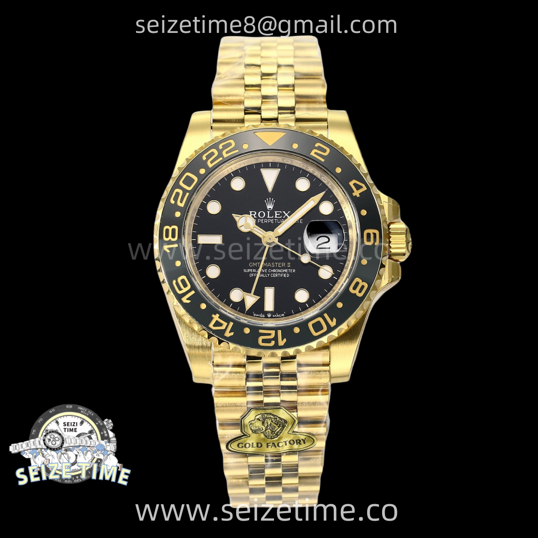 GMT Master II 126718 GRNR Gain Weight Gold Factory 1:1 Best Edition Black Dial on YG Jubilee Bracelet VR3285 CHS