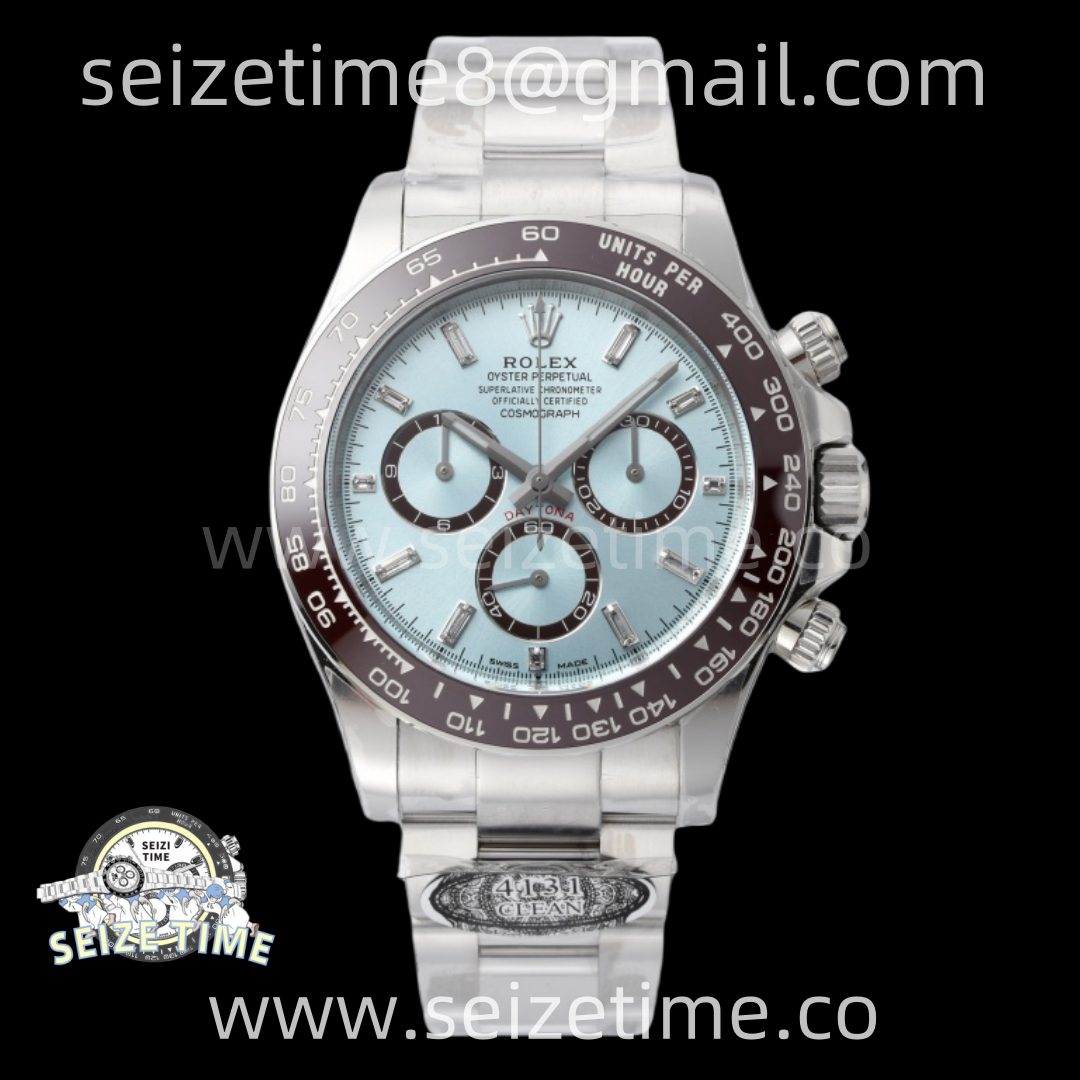 Daytona 126506 904L SS Clean 1:1 Best Edition Ice Blue Dial Diamonds Markers on 904L SS Bracelet Super Clone Asian 4131
