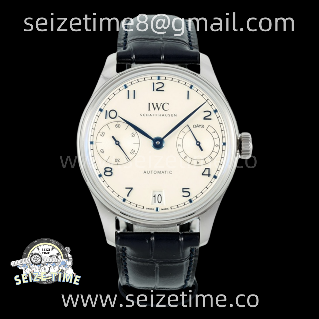 Portuguese Real PR IW501701 SS APSF 1:1 Best Edition White Dial RG Marker On Blue Leather Strap A52010