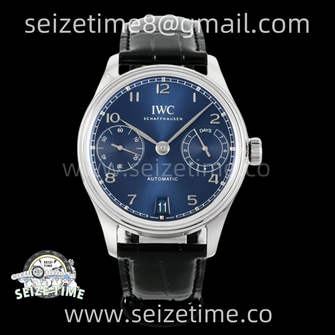 Portuguese Real PR IW501704 SS APSF 1:1 Best Edition Blue Dial On Black Leather Strap A52010