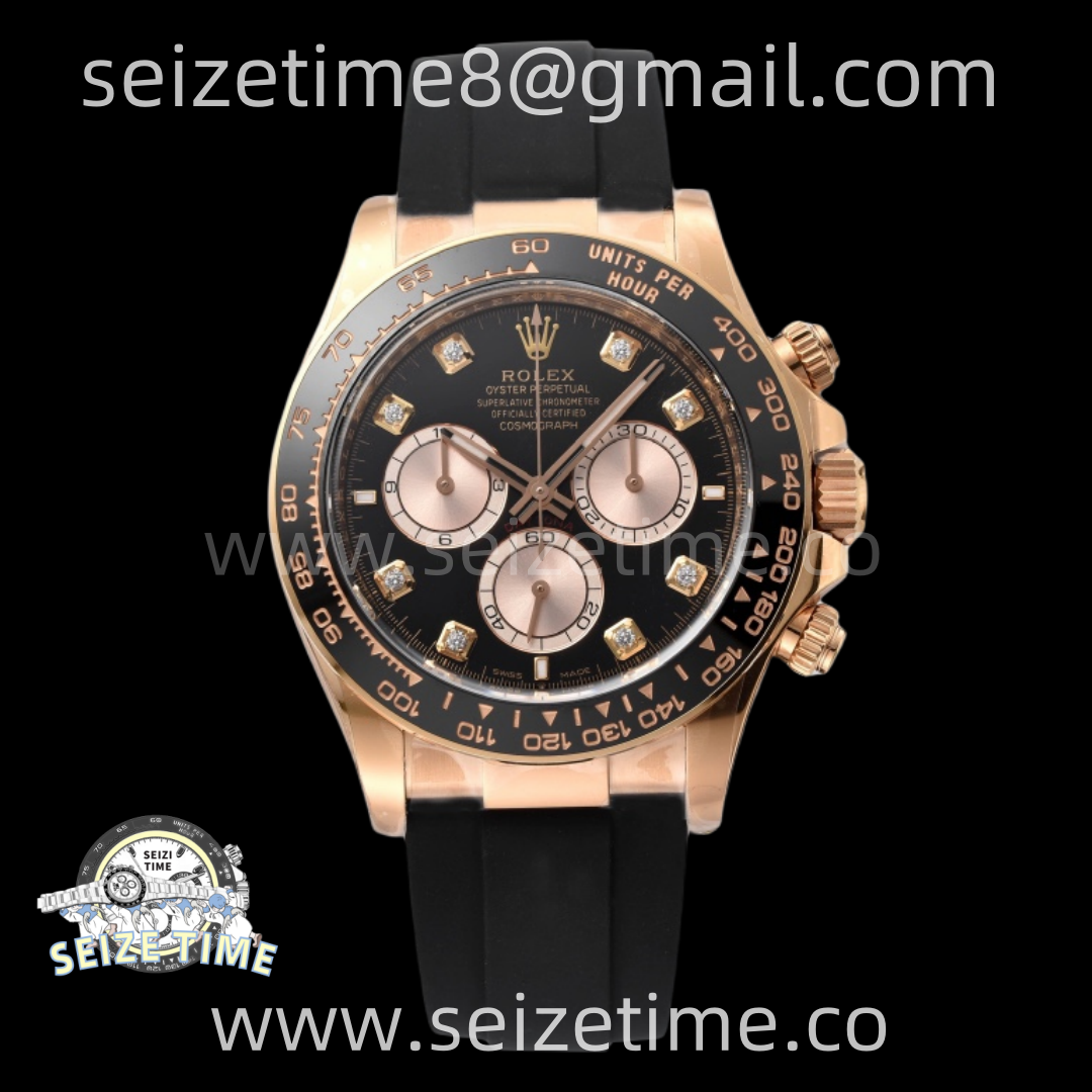 Daytona 126515 Clean 1:1 Best Edition Black/RG Diamonds Dial on Oysterflex Strap SH4131
