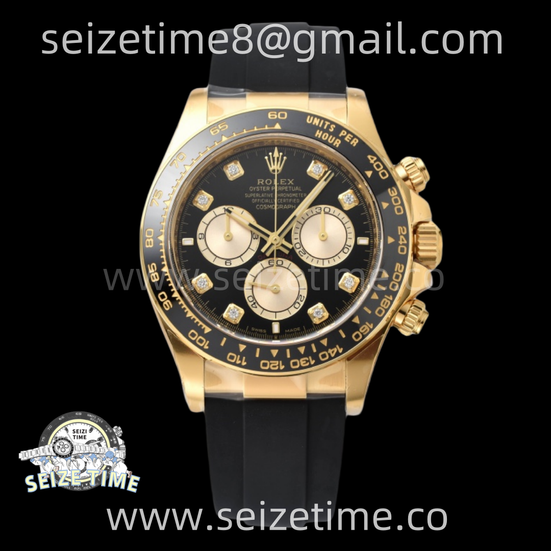 Daytona 126518 Clean 1:1 Best Edition Black/YG Diamonds Dial on Oysterflex Strap SH4131