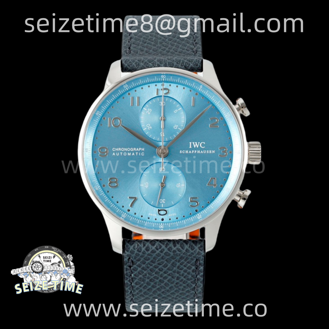 Portuguese Chrono IW371626 ZF 1:1 Best Edition Light Blue Dial on Blue Leather Strap A69355