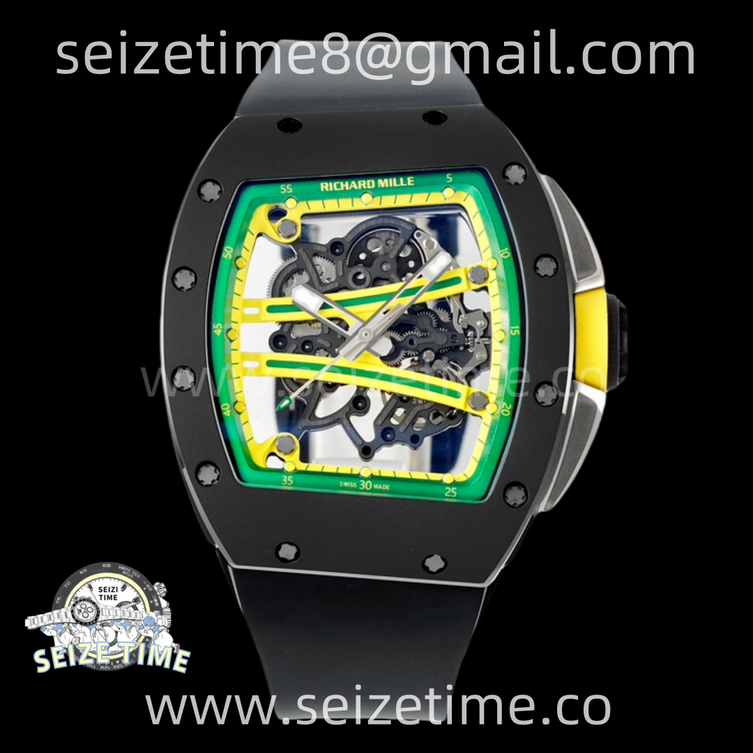 RM061 Black Ceramic ZF 1:1 Best Edition On Black Rubber Strap RMUL2 Super Clone