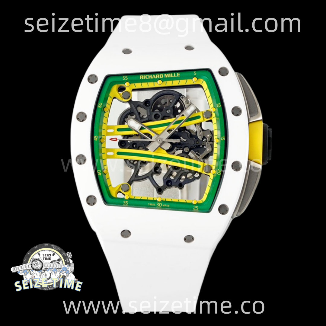 RM061 White Ceramic ZF 1:1 Best Edition on White Rubber Strap RMUL2 Super Clone