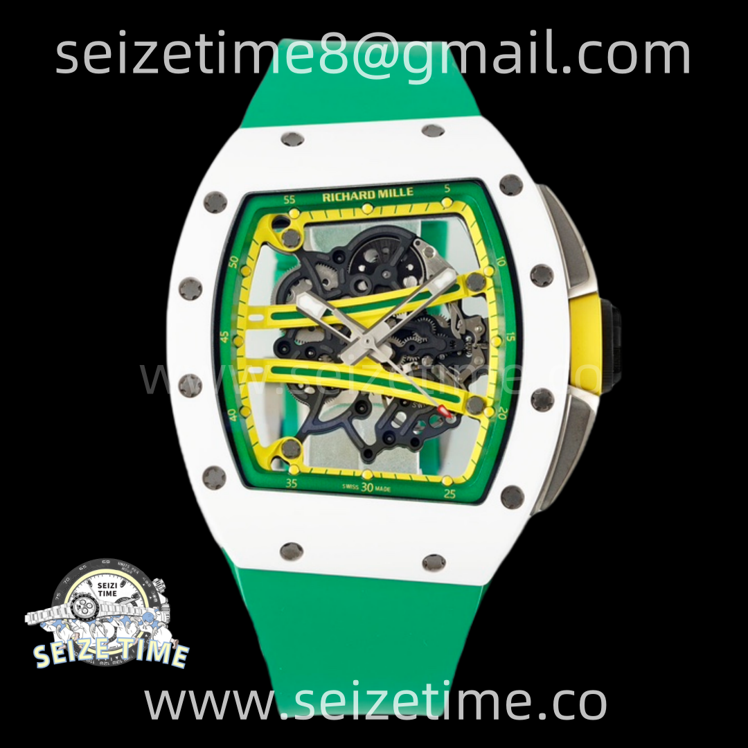 RM061 White Ceramic ZF 1:1 Best Edition on Green Rubber Strap RMUL2 Super Clone