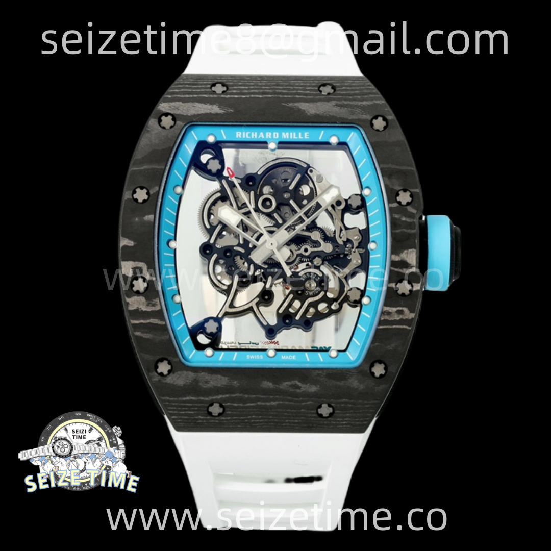 RM055 NTPT APSF 1:1 Best Edition Blue Inner Bezel Blue Crown On White Rubber Strap RMUL2 Super Clone