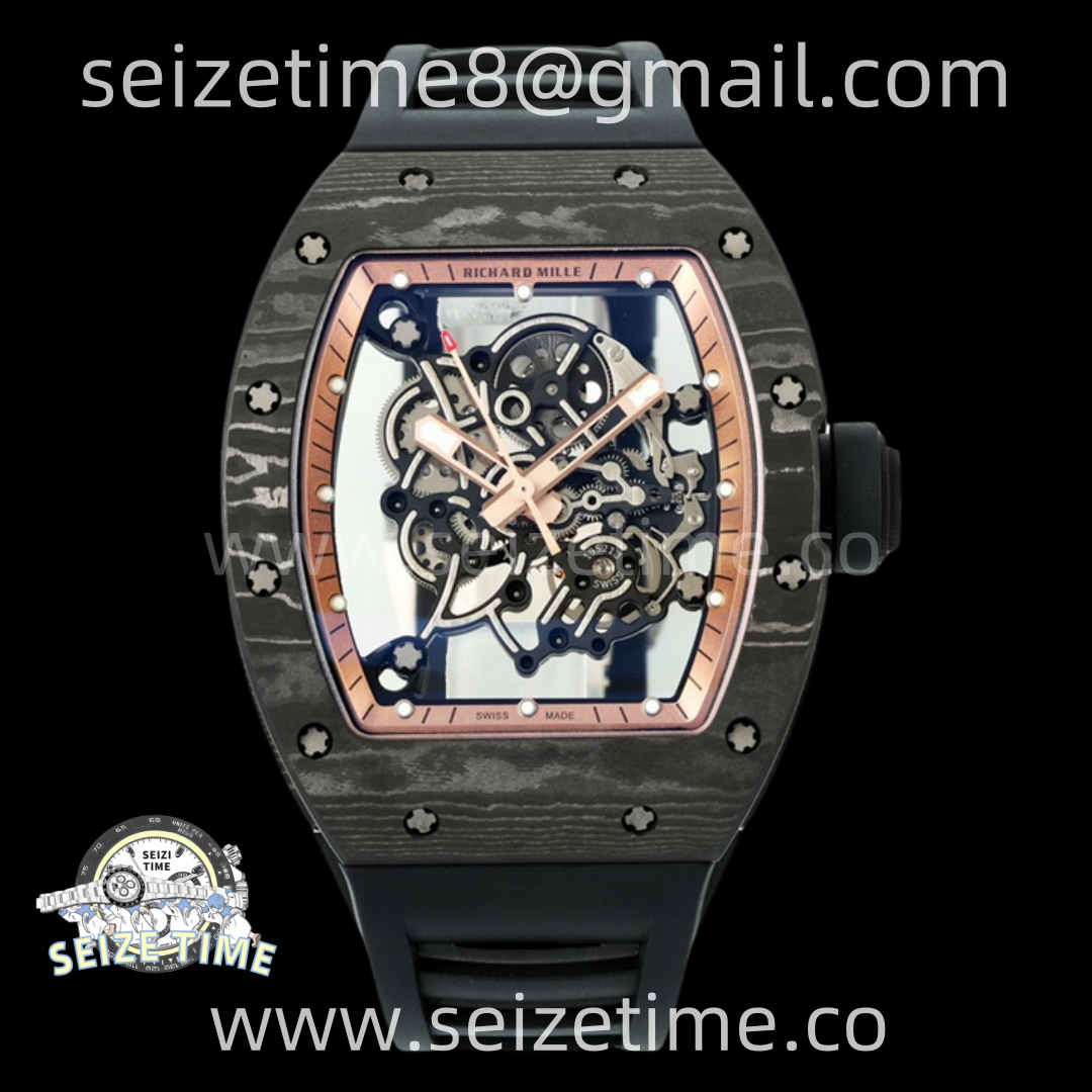 RM055 NTPT APSF 1:1 Best Edition RG Inner Bezel Black Crown On Black Rubber Strap RMUL2 Super Clone