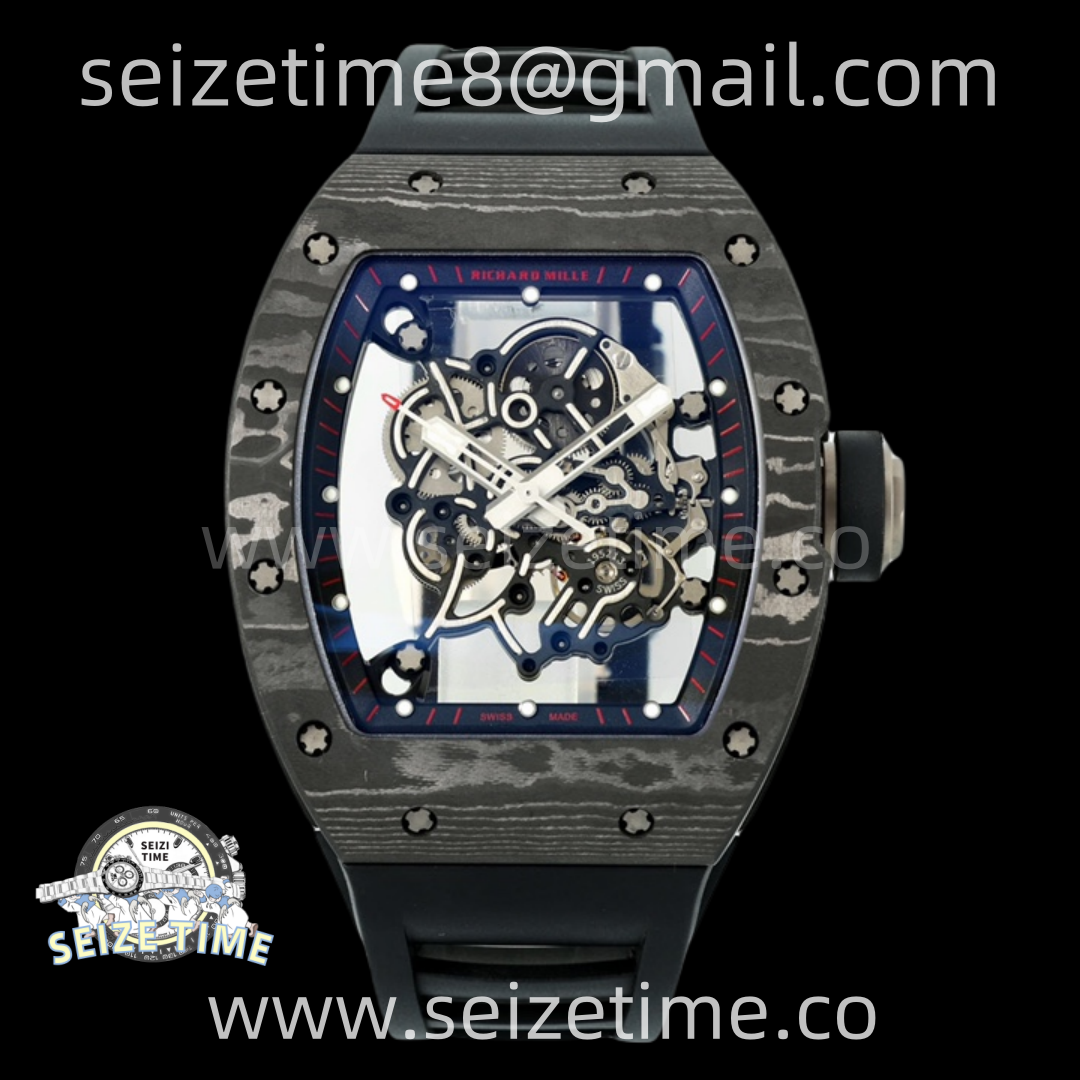 RM055 NTPT/Ti APSF 1:1 Best Edition Black Inner Bezel Red Crown on Black Rubber Strap RMUL2 Super Clone