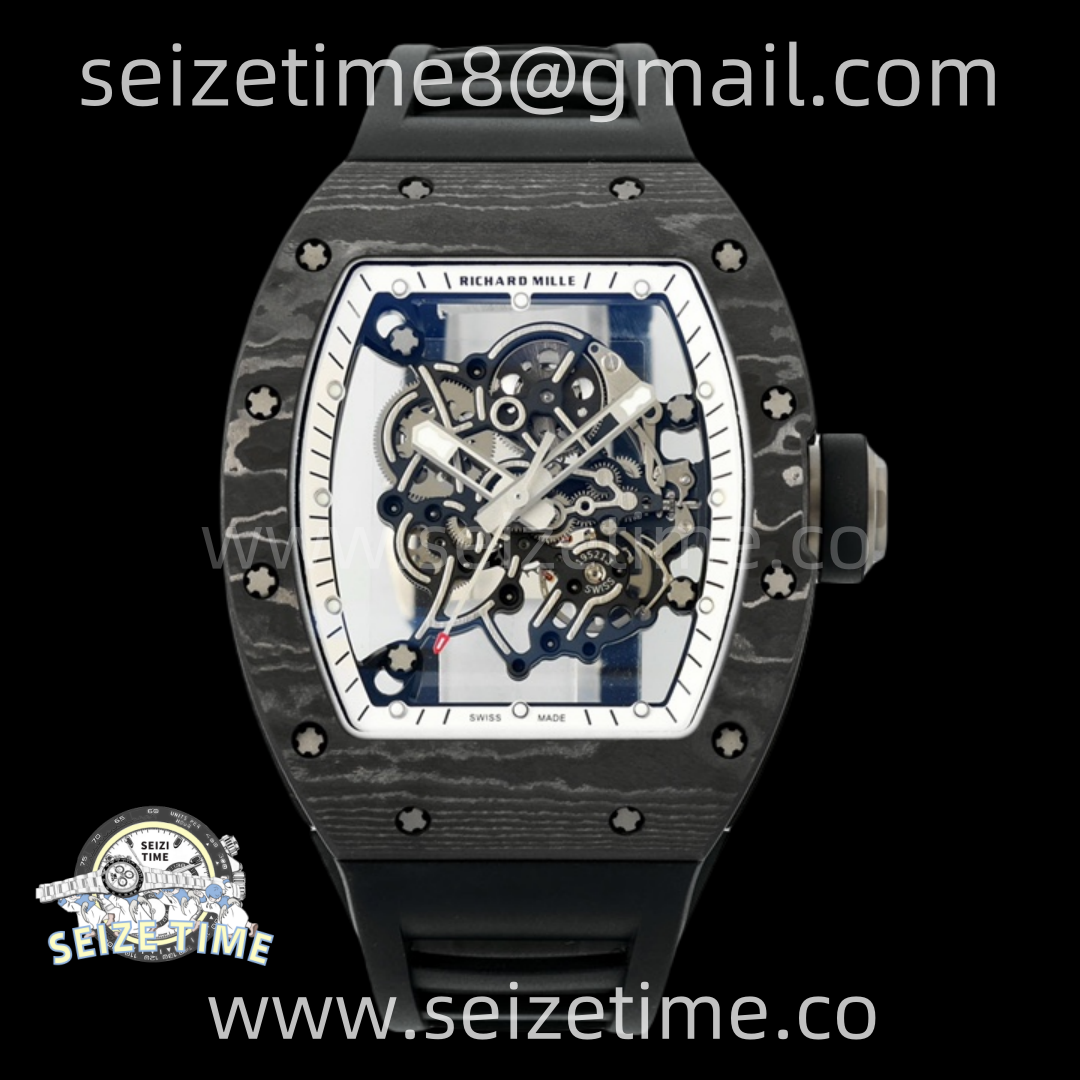 RM055 NTPT/Ti APSF 1:1 Best Edition White Inner Bezel Black Crown on Rubber Strap RMUL2 Super Clone