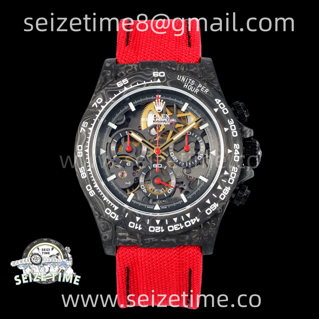 Daytona DIW Carbon DIWF Best Edition Skeleton Dial On Red Nylon Strap SA4130