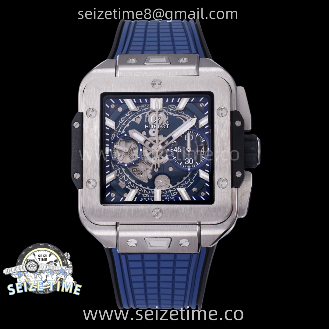 Square Bang Unico 42mm Ti BBF 1:1 Best Edition Skeleton Dial on Blue Rubber Strap A1280