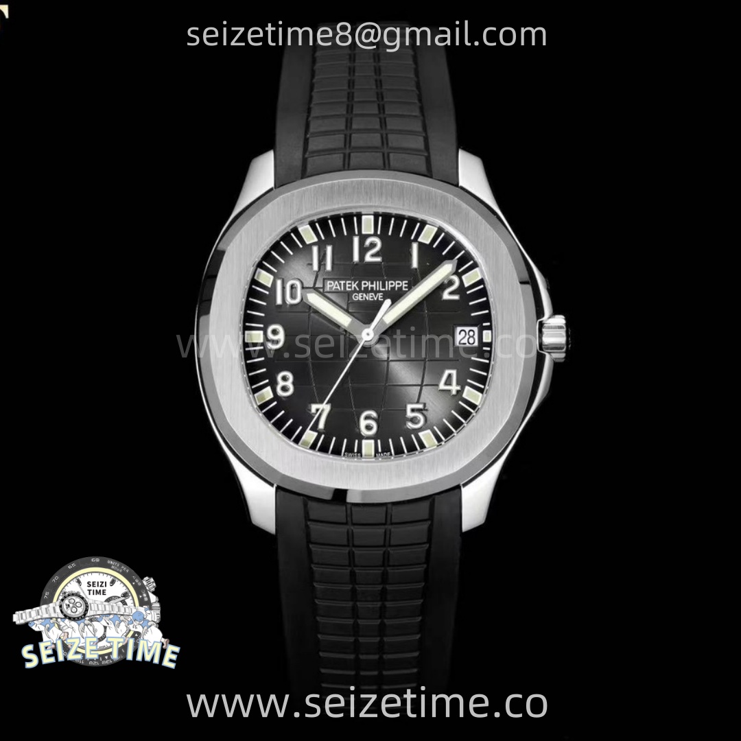 Aquanaut Jumbo 5167A-001 SS PPF 1:1 Best Edition Black Dial on Black Rubber Strap Super Clone 26-330 V2