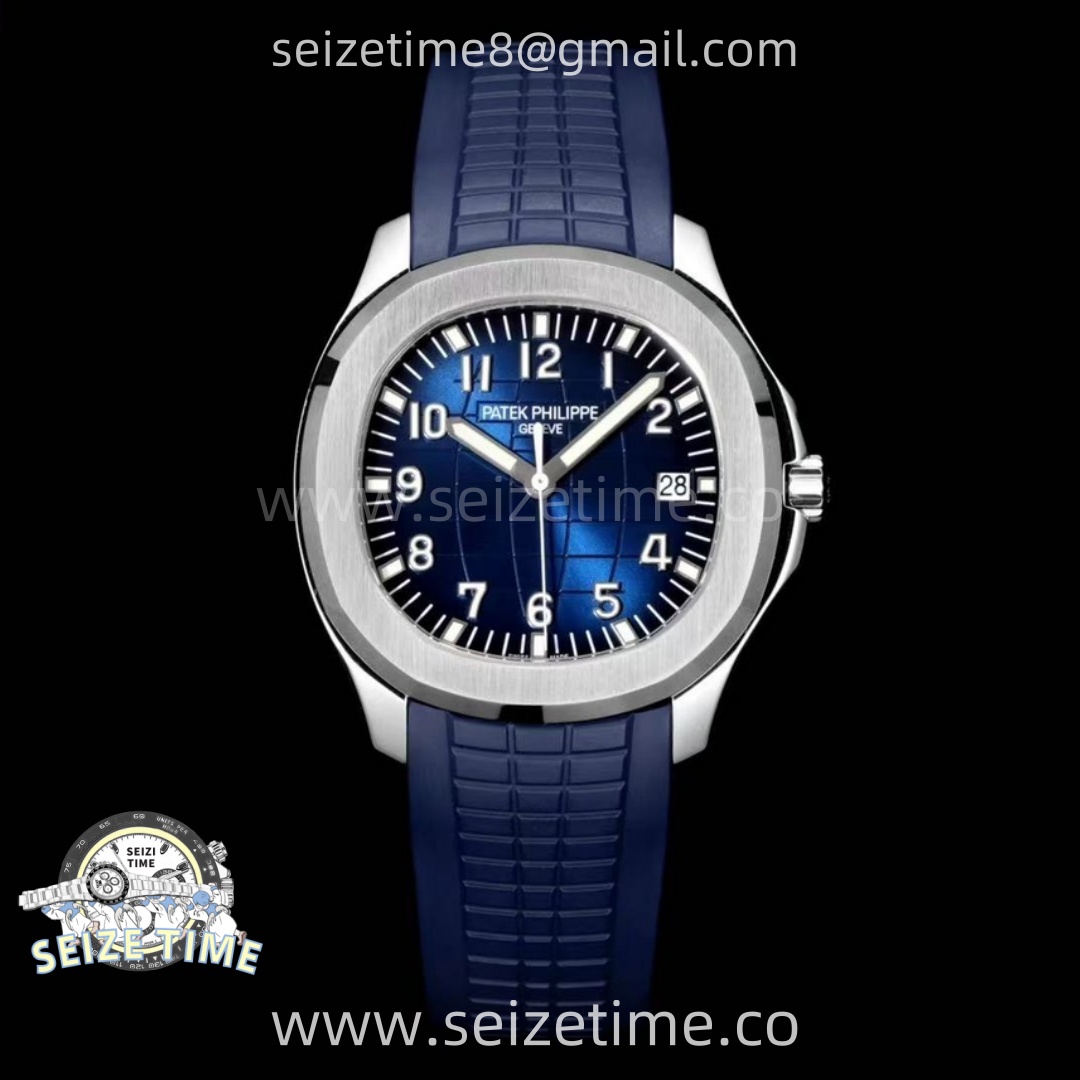 Aquanaut Jumbo 5168G-001 SS PPF 1:1 Best Edition Blue Dial on Blue Rubber Strap Super Clone 26-330 V2