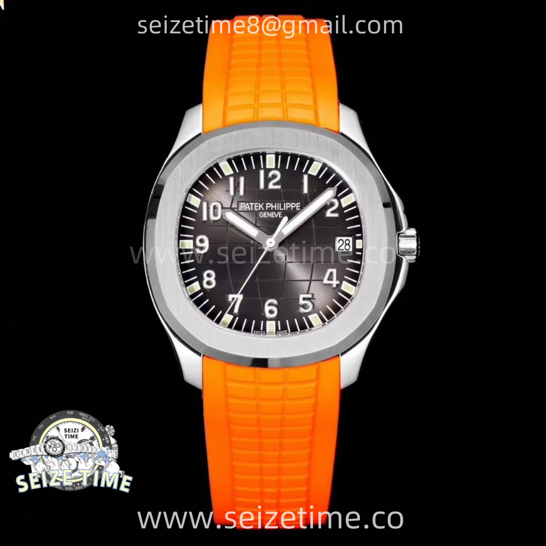 Aquanaut Jumbo 5167A-012 Singapore SS PPF 1:1 Best Edition Black Dial on Orange Rubber Strap Super Clone 26-330 V2