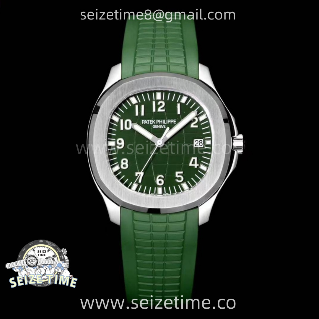 Aquanaut Jumbo 5168G-001 SS PPF 1:1 Best Edition Green Dial on Green Rubber Strap Super Clone 26-330 V2