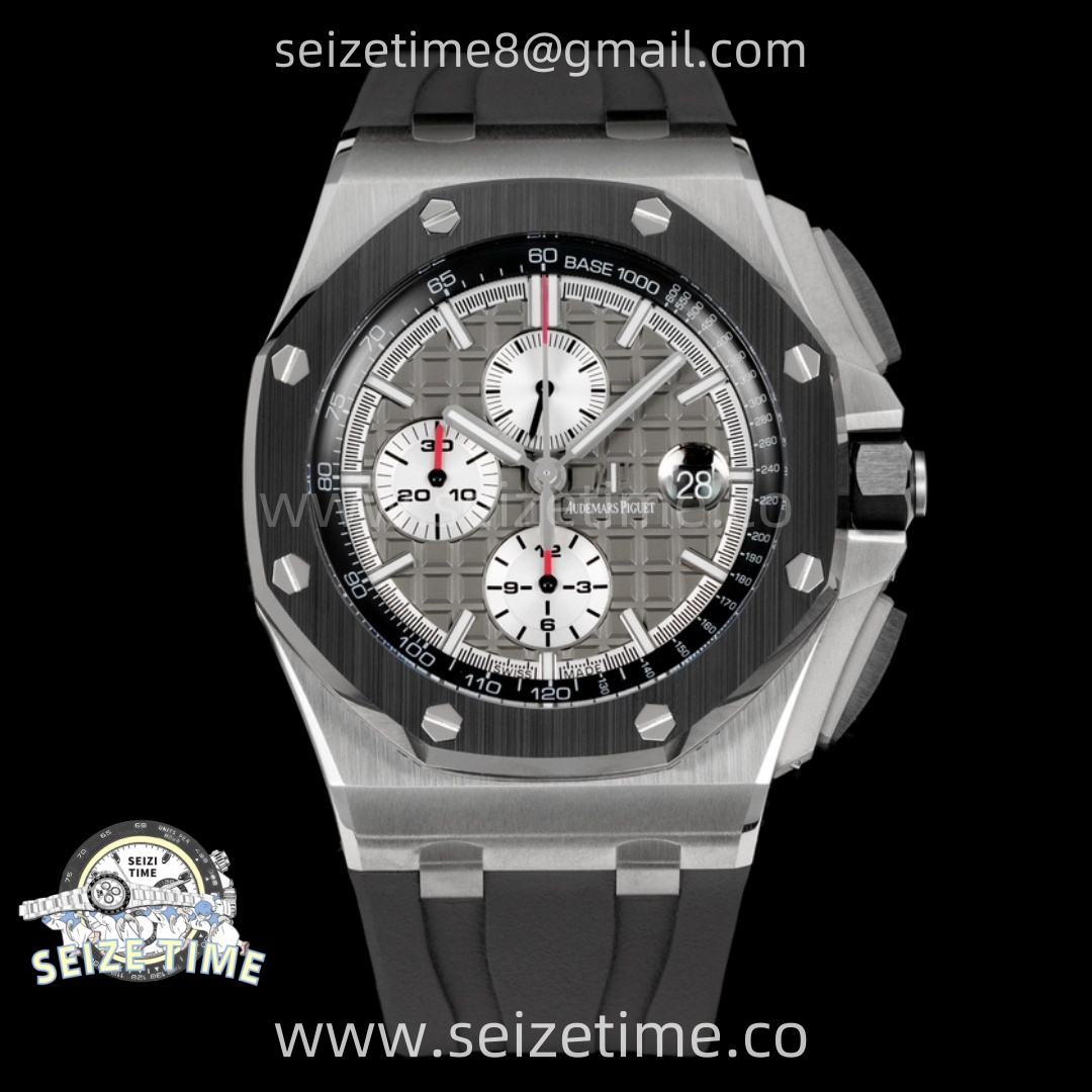 Royal Oak Offshore 44mm SS TKF Best Edition Gray Dial Ceramic Bezel on Gray Rubber Strap A3126