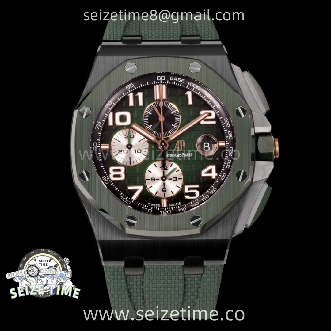 Royal Oak Offshore 44mm Green Ceramic TKF Best Edition Green Dial on Green Rubber Strap A3126