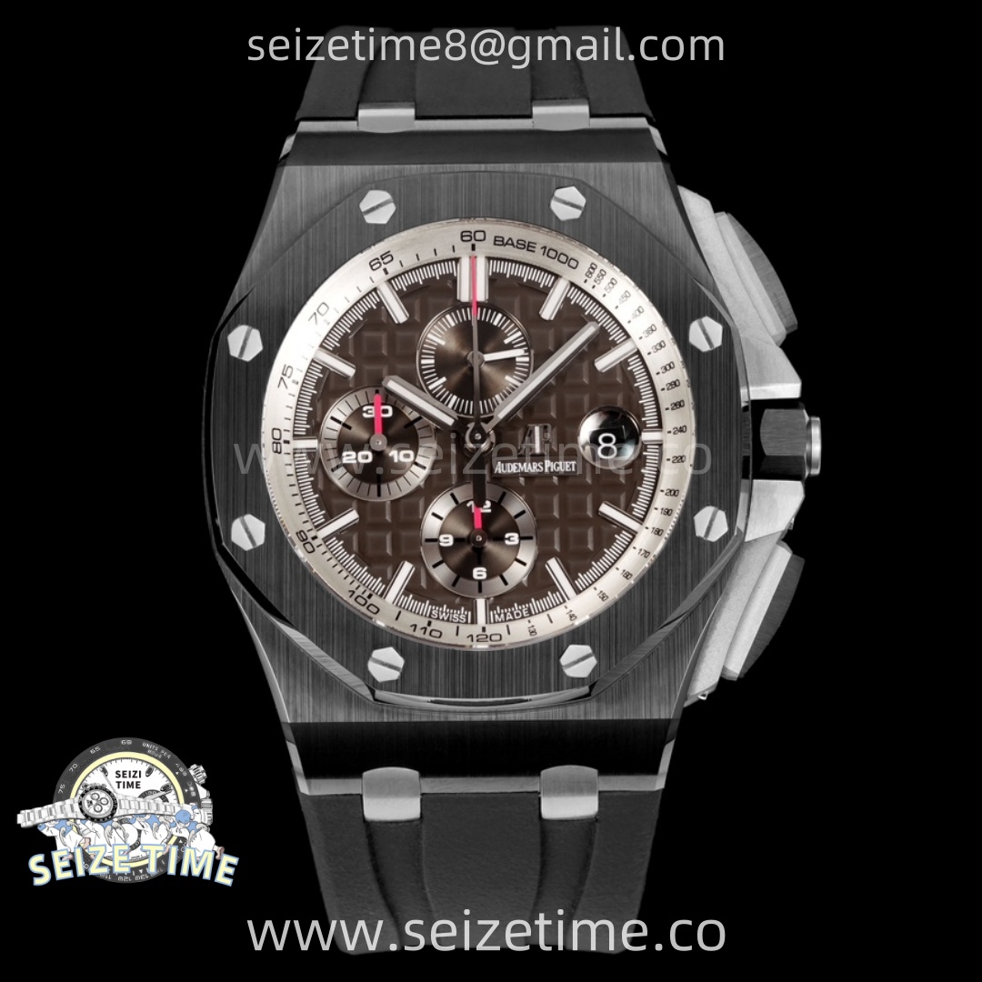 Royal Oak Offshore 44mm Black Ceramic SS TKF 1:1 Best Edition Gray Dial on Black Rubber Strap A3126