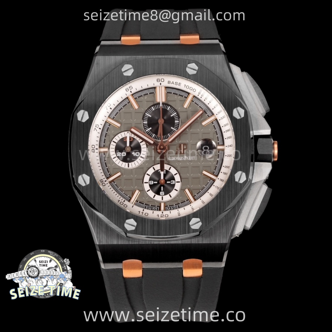 Royal Oak Offshore 44mm Black Ceramic/RG TKF 1:1 Best Edition Gray Dial on Black Rubber Strap A3126