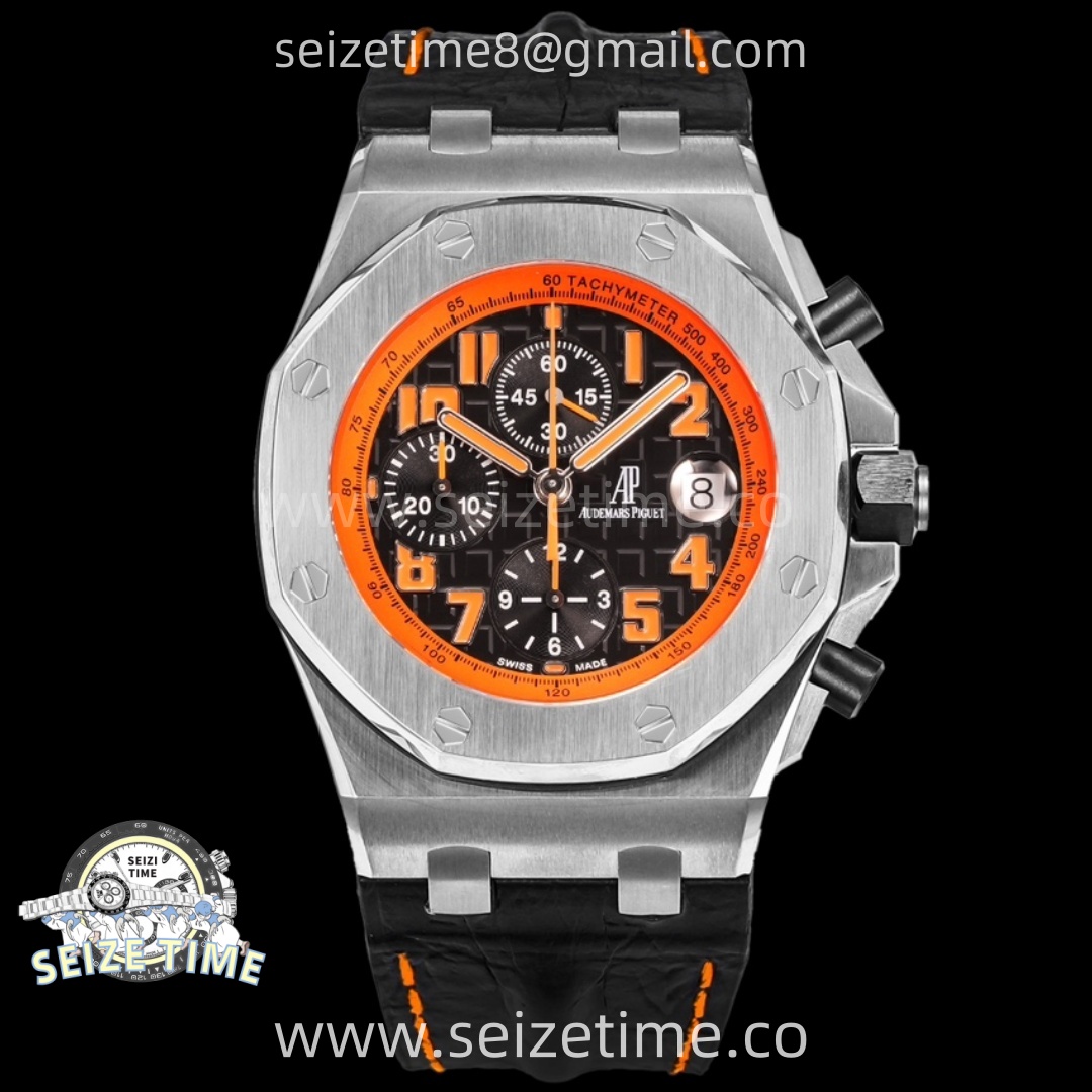 Royal Oak Offshore 42mm Volcano TKF Best Edition Black Dial on Black Leather Strap A7750