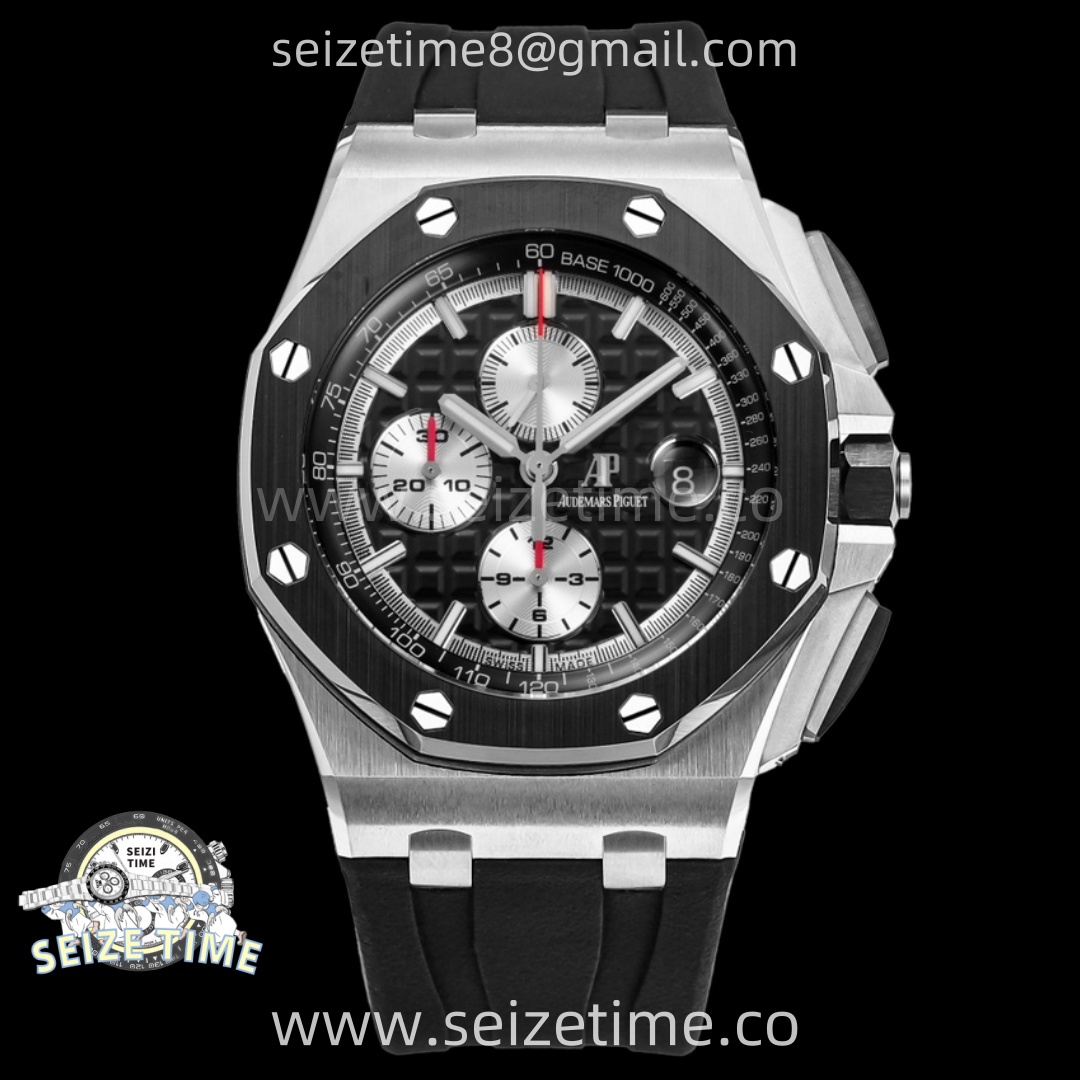 Royal Oak Offshore 44mm SS TKF 1:1 Best Edition Black Dial On Black Rubber Strap A3126
