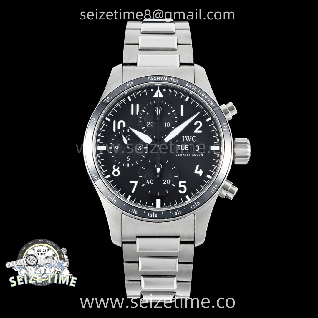 Pilot Chrono IW3883 SS BLSF Best Edition Black Dial On SS Bracelet A7750 to 69385