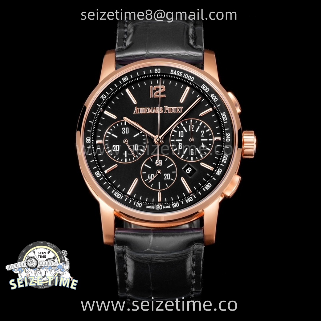 Code 11.59 Chrono 26393 RG OMF Best Edition Black Dial on Black Leather Strap A4401